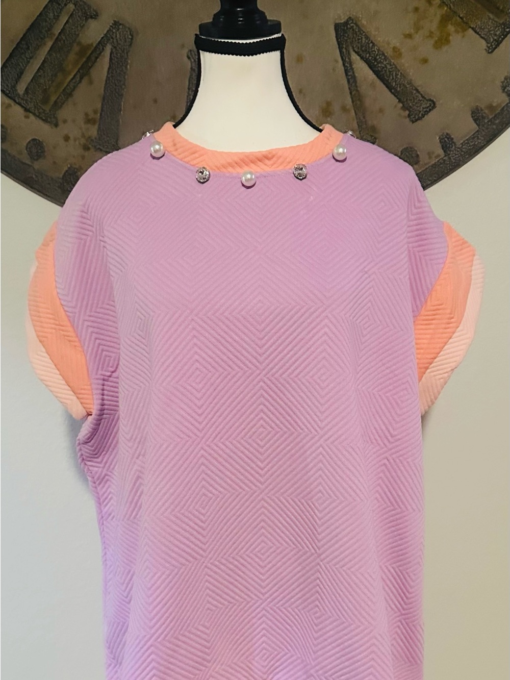 Simply Southern Lavender Sweatshirt with Peach Trim and Jewel Accents